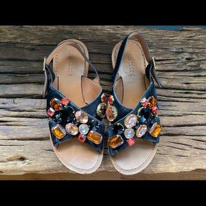 Marni Fussbett Black Calf hair Crystal Slide Sandals 39 8.5